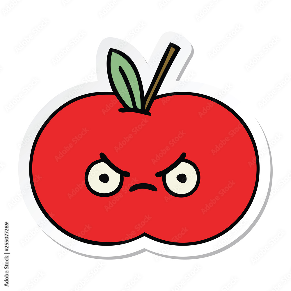 sticker of a cute cartoon red apple sticker of a cute cartoon red apple