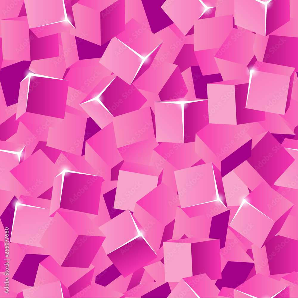 3D pink cubes seamless pattern 3D pink cubes seamless pattern