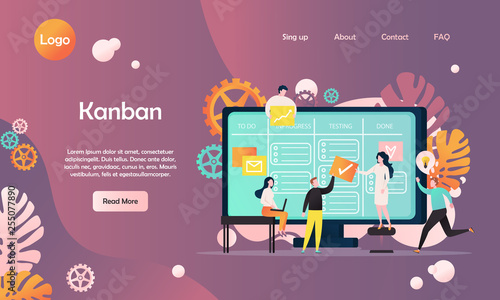 Kanban vector website landing page design template