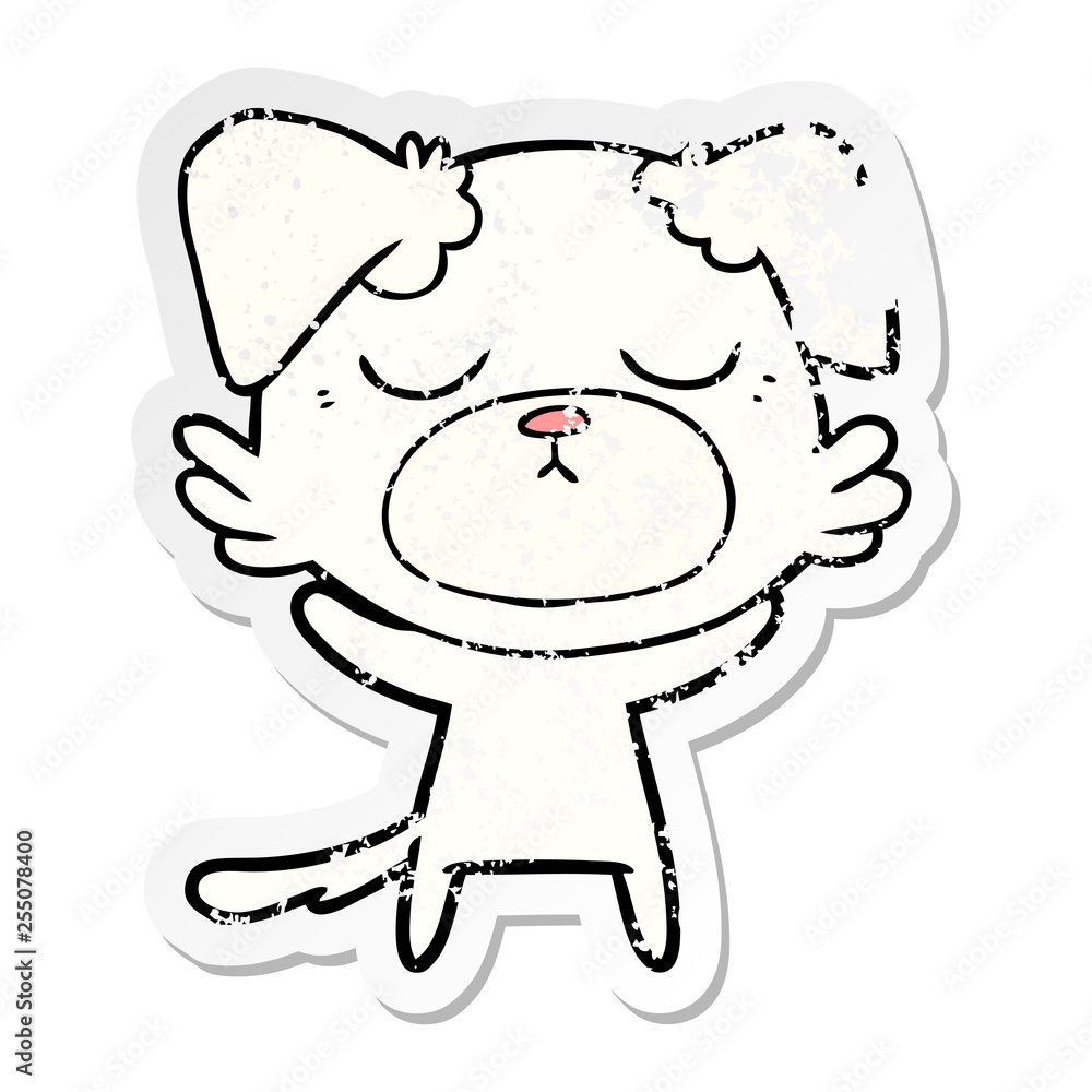distressed sticker of a cute cartoon dog distressed sticker of a cute cartoon dog