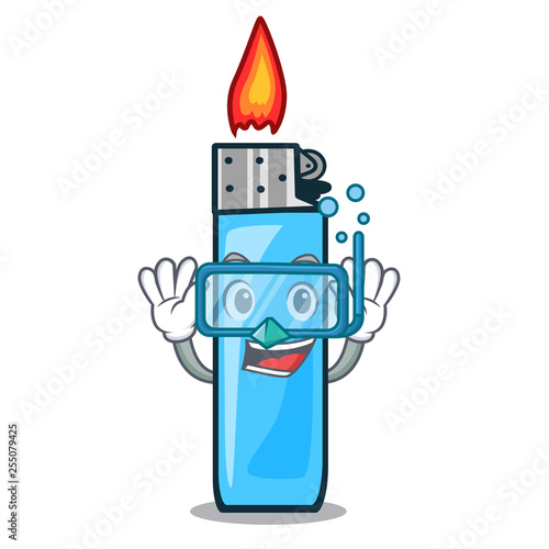 Diving plastic lighters isolated in the cartoon