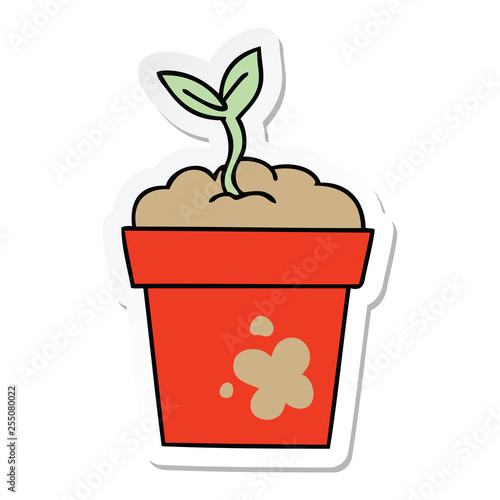 sticker of a quirky hand drawn cartoon seedling