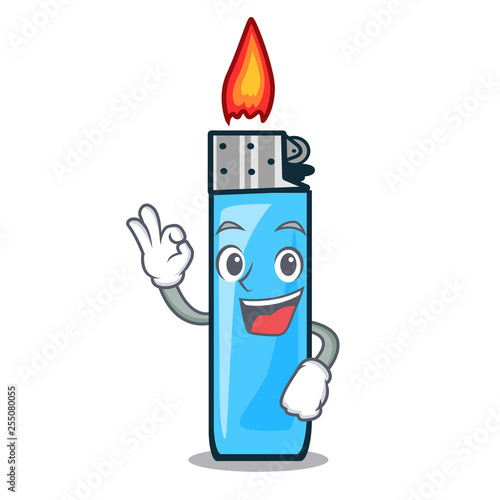 Okay plastic lighters isolated in the cartoon