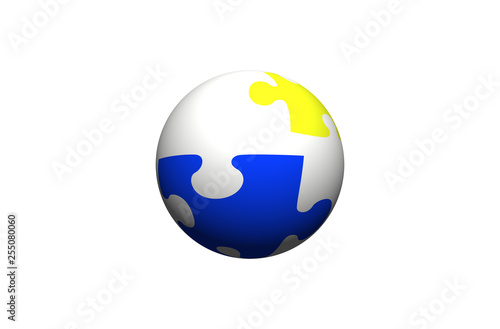 globe and puzzle icon isolated on white background