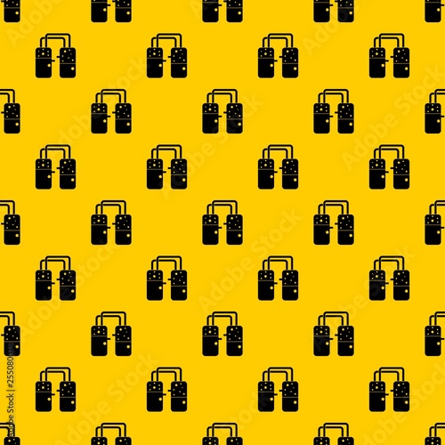 Containers connected with tubes pattern seamless vector repeat geometric yellow for any design