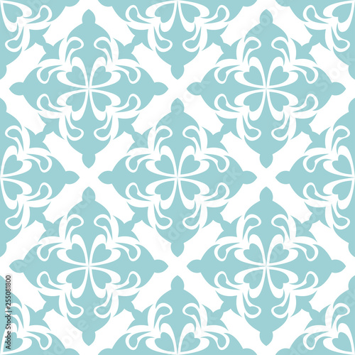 Floral seamless background. Blue pattern on white