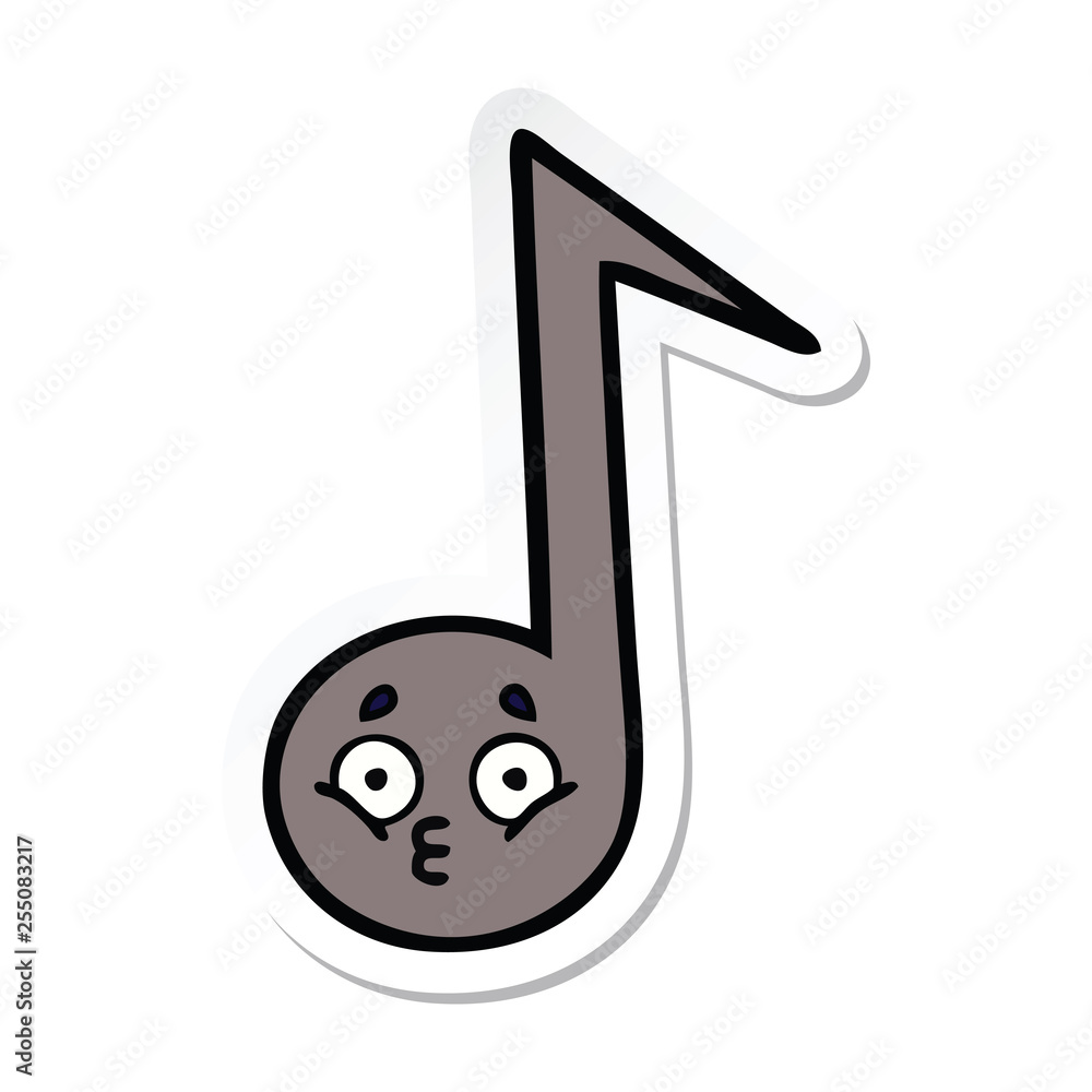 sticker of a cute cartoon musical note sticker of a cute cartoon musical note