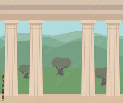 ancient greek view with columns