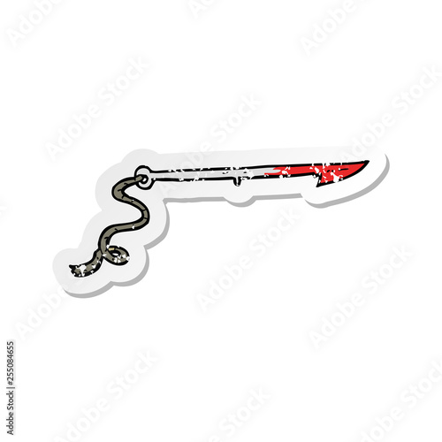 retro distressed sticker of a cartoon whaling harpoon