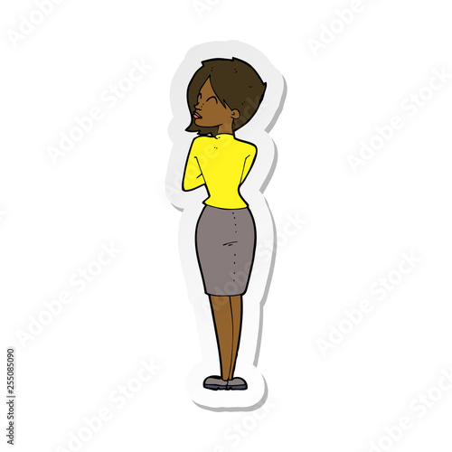 sticker of a cartoon businesswoman ignoring