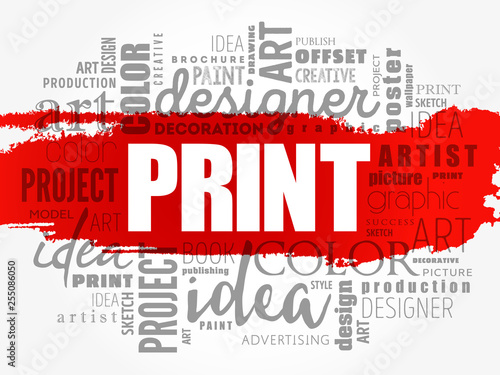 PRINT word cloud, creative business concept background