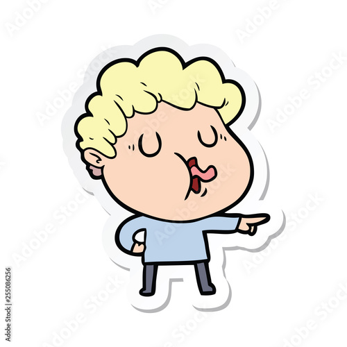 sticker of a cartoon man pulling face