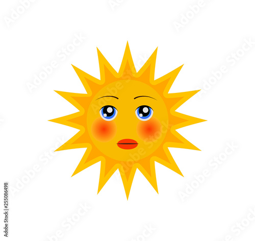 funny cartoon character of sun with ruddy
