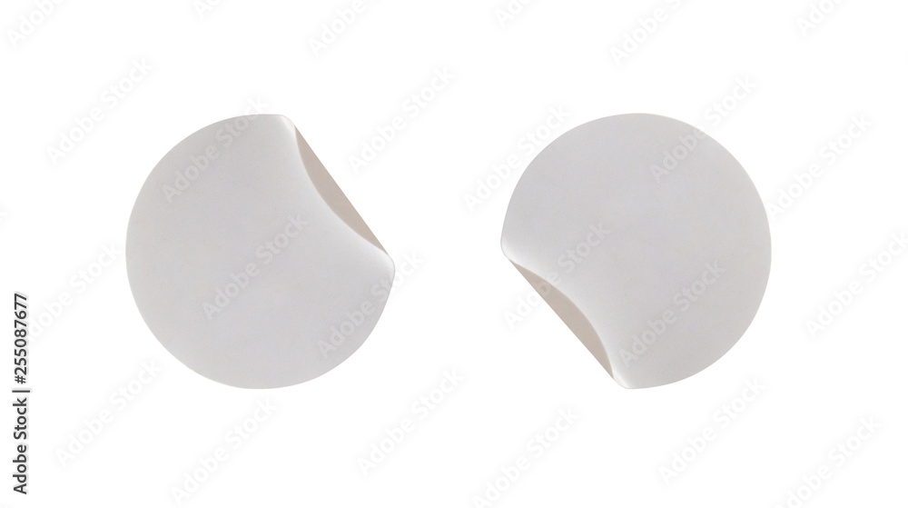 Blank white circle paper sticker label isolated on white background with clipping path Blank white circle paper sticker label isolated on white background with clipping path