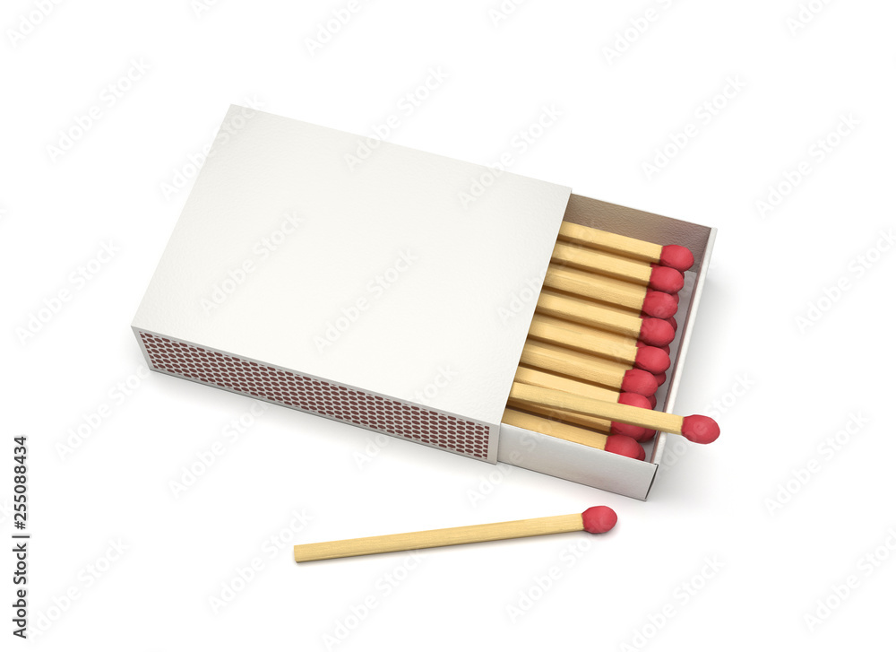 Obraz premium Box of matches. Blank package. 3d rendering illustration isolated