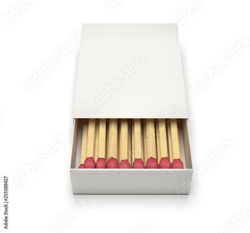 Box of matches. Blank package. 3d rendering illustration isolated