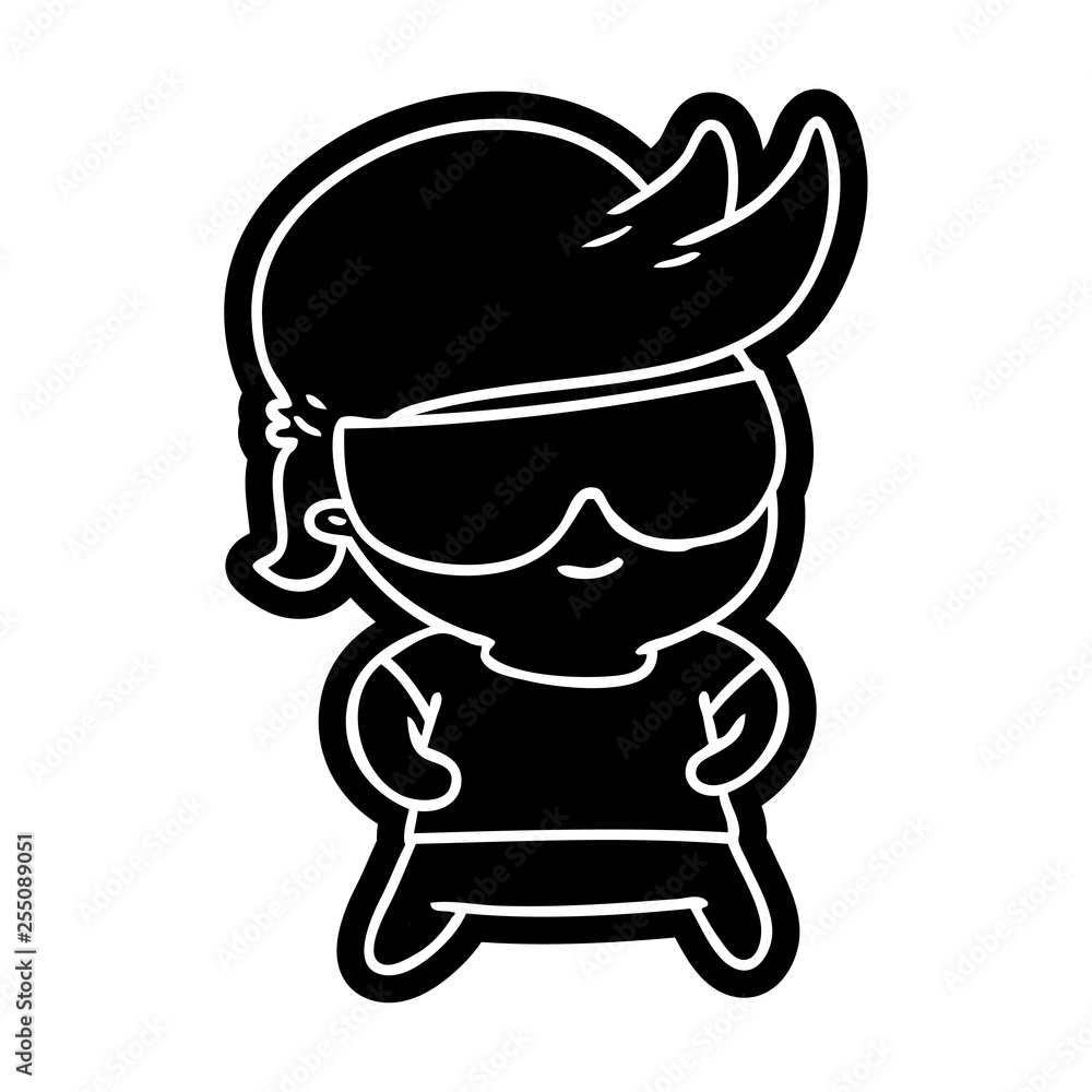 cartoon icon kawaii kid with shades cartoon icon kawaii kid with shades