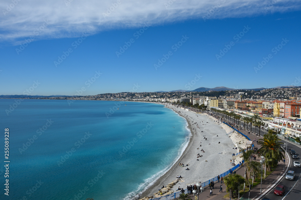 Nice, France. View on the plage and embankment