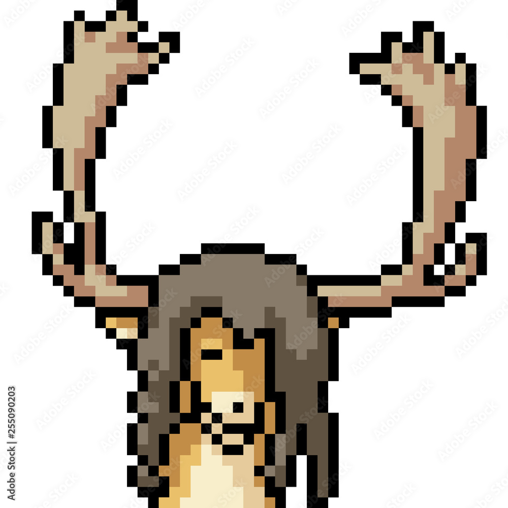 Fototapeta premium vector pixel art deer head
