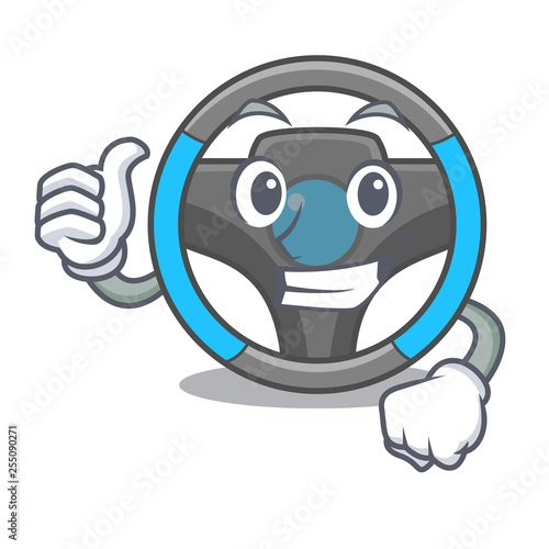 Thumbs up steering wheel in the character shape