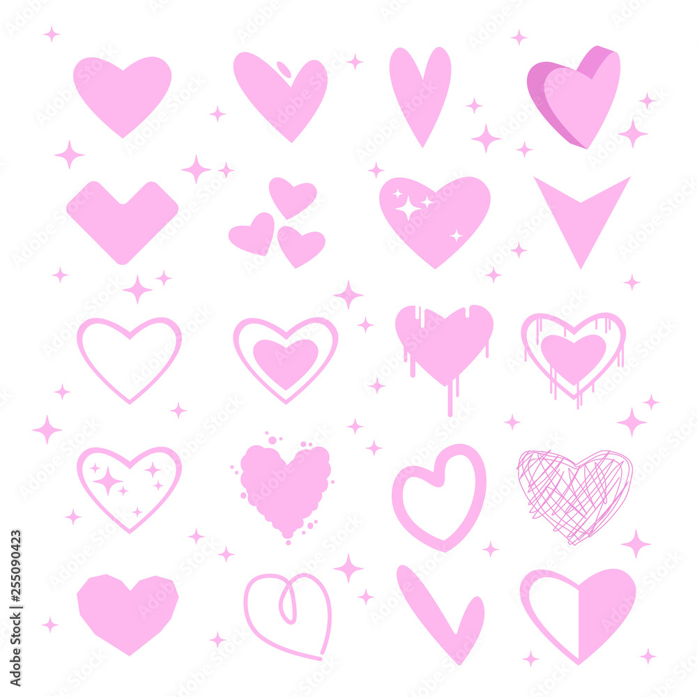 Heart symbol set of vector icons