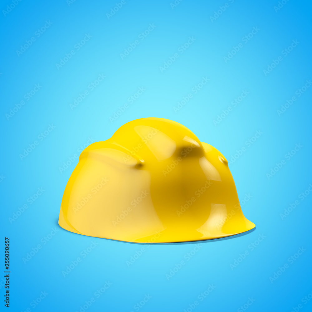 Fototapeta premium Construction yellow helmet on a blue background