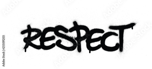 graffiti respect word sprayed in black over white