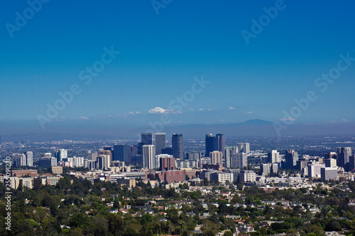 aerial view of downtown los angeles famous skyline