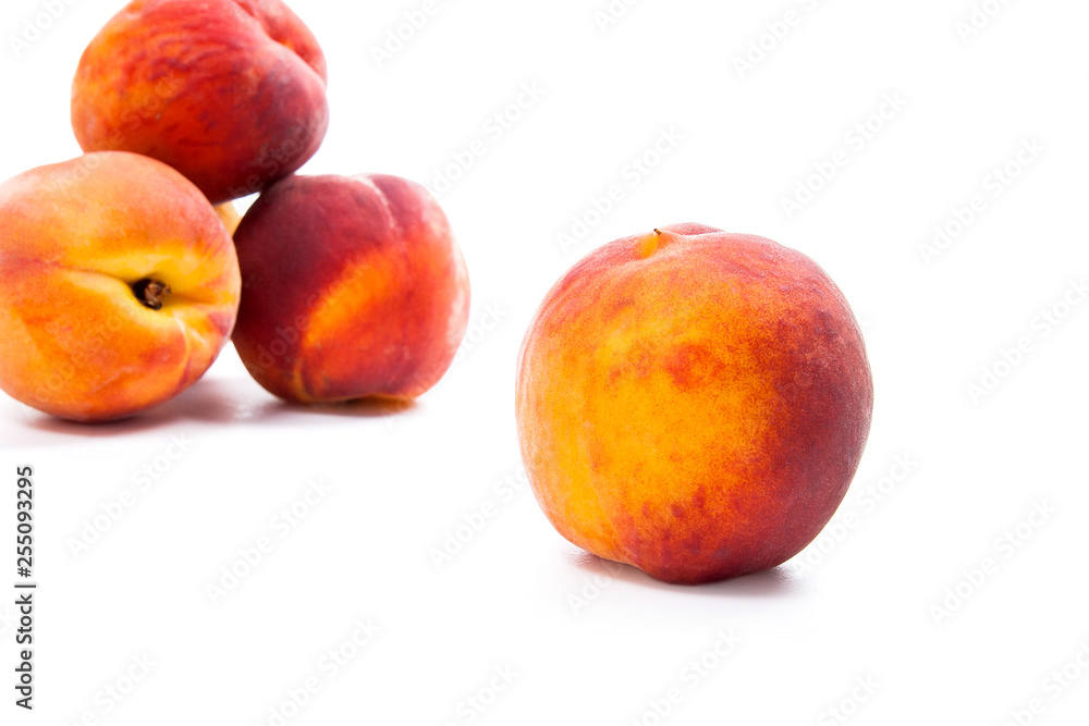 Group of ripe peach fruit isolated on white background. Group of ripe peach fruit isolated on white background.
