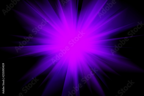 Purple blue bright flash of light in the dark. Motion blur. Staburst photo
