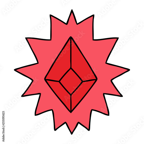 cartoon doodle of a red bright jewel