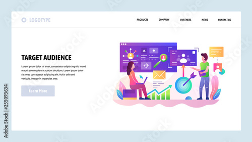 Vector web site design template. Target customer audience and marketing goals. Business development. Landing page concepts for website and mobile development. Modern flat illustration