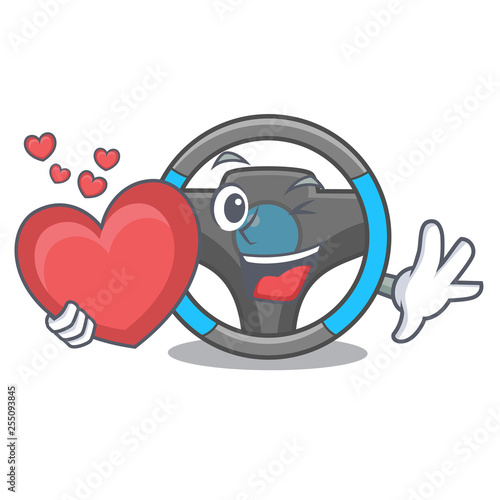 With heart steering wheel in a mascot box