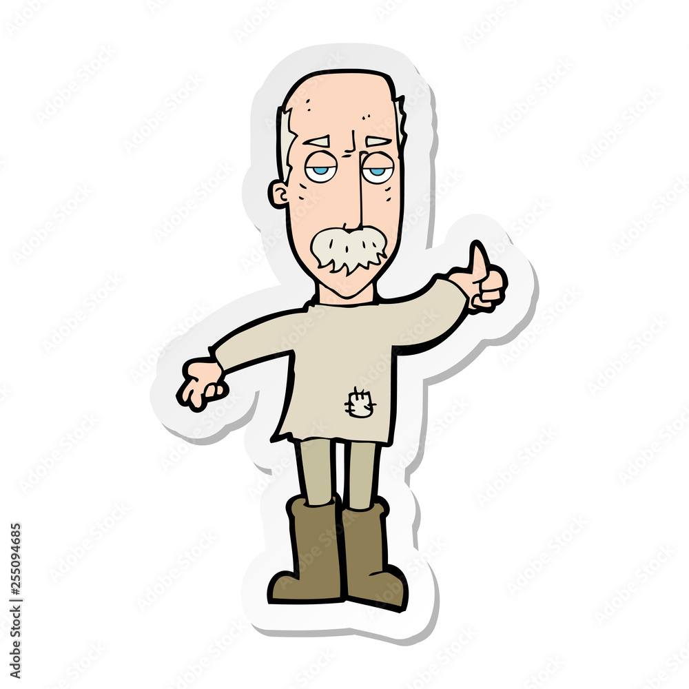sticker of a cartoon annoyed old man