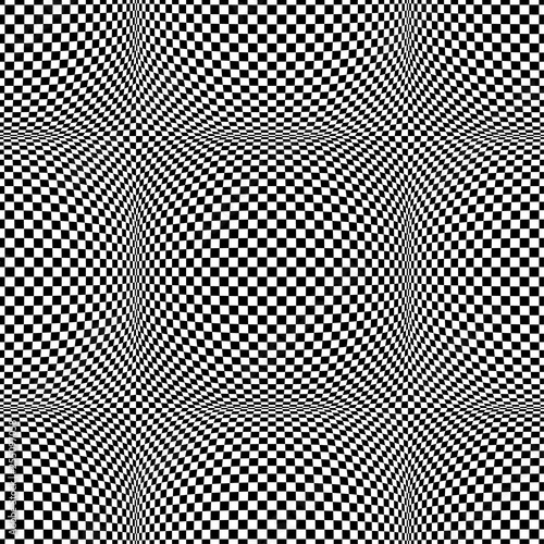 Abstract vector seamless op art pattern. Monochrome graphic ornament