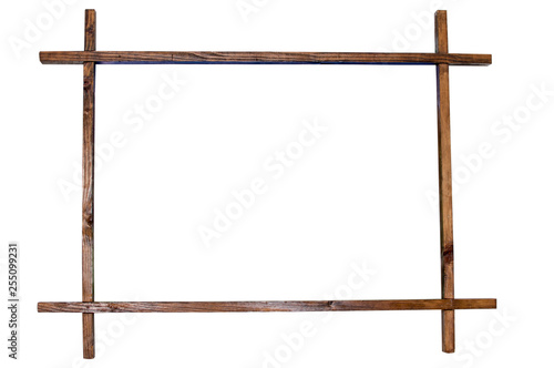 brown lacquered wooden picture frame isolated on white background