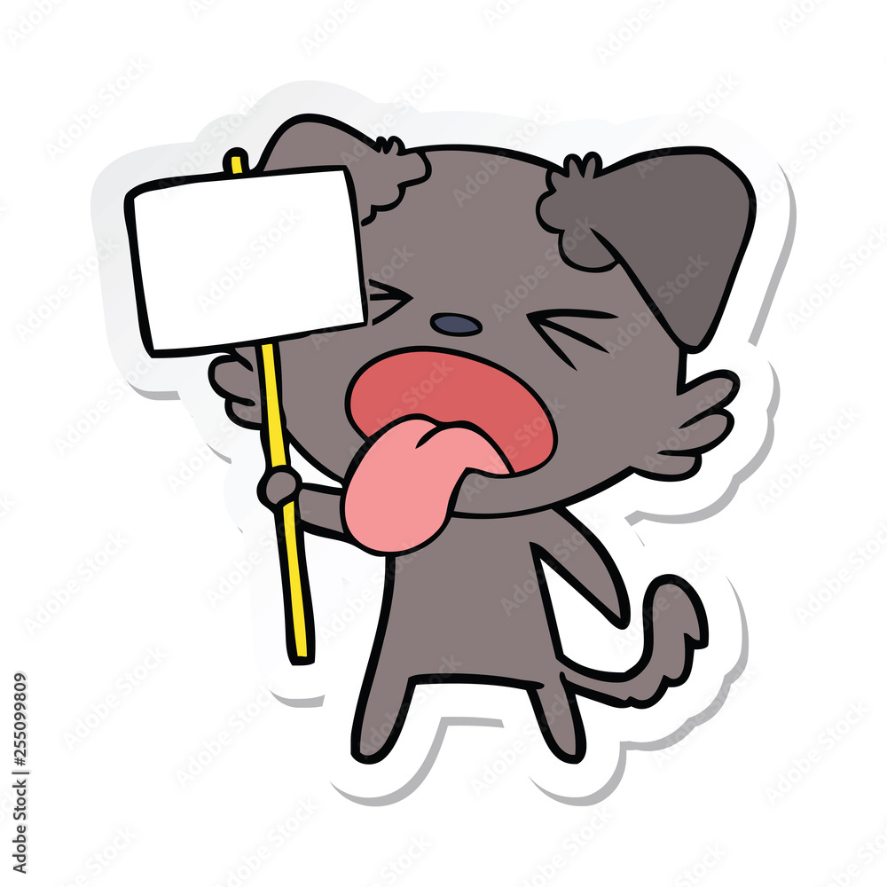 Obraz premium sticker of a cartoon disgusted dog