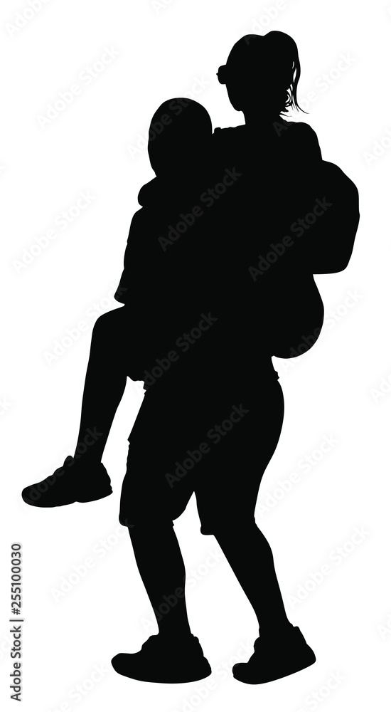 Boy carrying girl on the back vector silhouette isolated on white background. Funny game between close friends. Couple in love funny situation. Closeness and tenderness. Boyfriend helps girlfriend. Boy carrying girl on the back vector silhouette isolated on white background. Funny game between close friends. Couple in love funny situation. Closeness and tenderness. Boyfriend helps girlfriend.