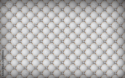 Fototapeta Naklejka Na Ścianę i Meble -  Luxury white leather background. Realistic buttoned leather textured with overlap layer and golden list. vector illustration