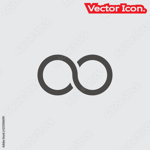 Infinity icon isolated sign symbol and flat style for app, web and digital design. Vector illustration.