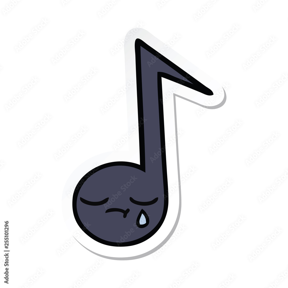 sticker of a cute cartoon musical note sticker of a cute cartoon musical note