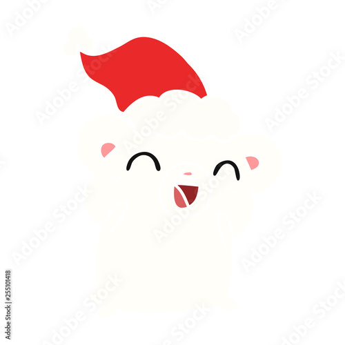 christmas cartoon of kawaii polar bear
