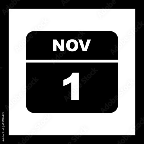 November 1st Date on a Single Day Calendar