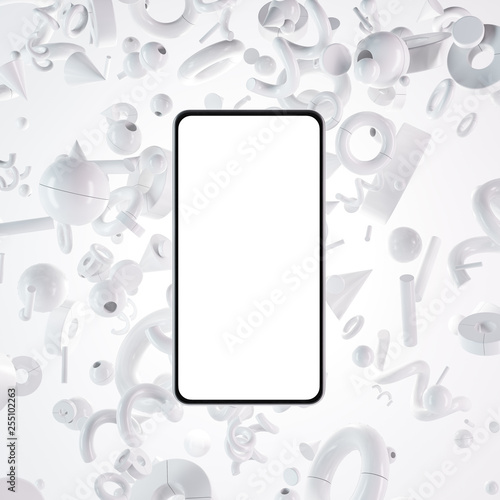 Smartphone on the white background made of geometric figures.