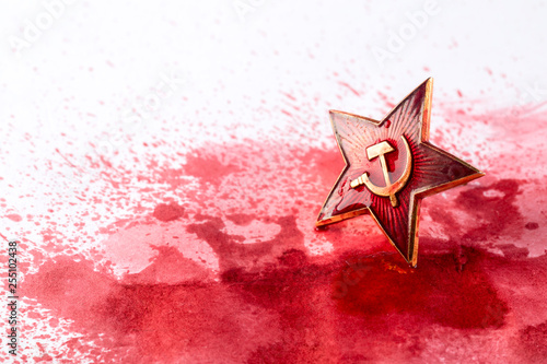 Soviet red star badge in blood photo