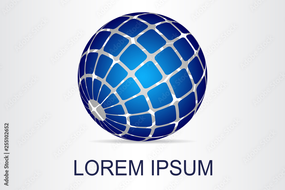 Abstract technology logo stylized spherical surface with abstract shapes. This logo is suitable for global company, world technologies, media and publicity agencies Abstract technology logo stylized spherical surface with abstract shapes. This logo is suitable for global company, world technologies, media and publicity agencies