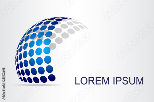 Abstract technology logo stylized spherical surface with abstract shapes. This logo is suitable for global company, world technologies, media and publicity agencies 