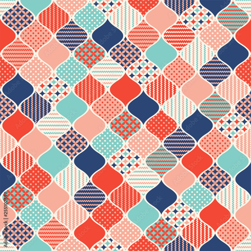 geometric patchwork modern seamless pattern vector