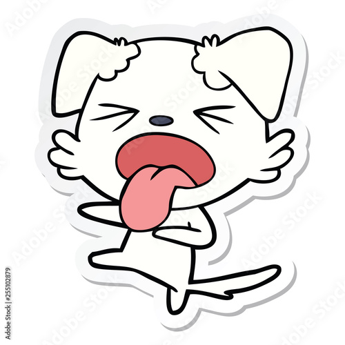 sticker of a cartoon disgusted dog