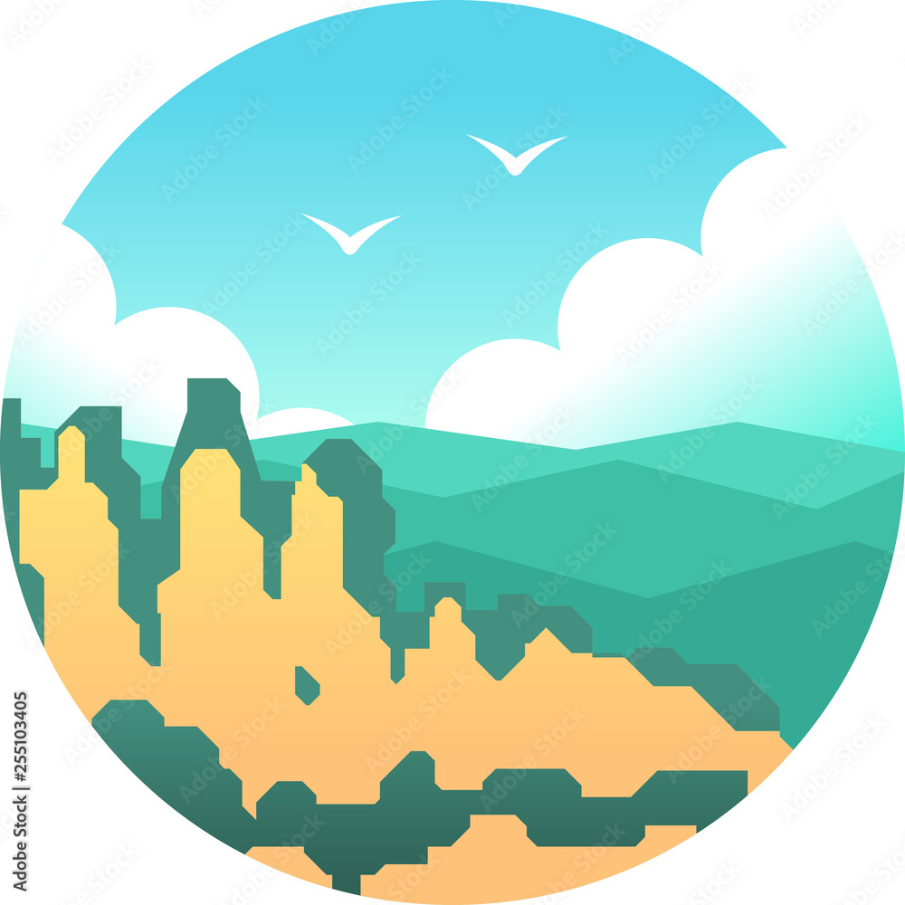 Blue mountain gradient illustration